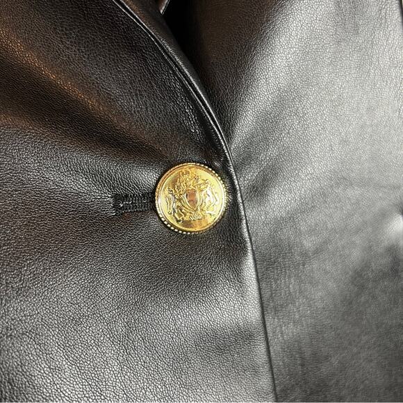 Zara Black Faux Leather Blazer With Gold Buttons. Blogger Fave. Like New. - Picture 8 of 16